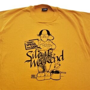 Vintage Adult XL Gold Yellow Sign Language Camp For Kids Single Stitch 90s Shirt